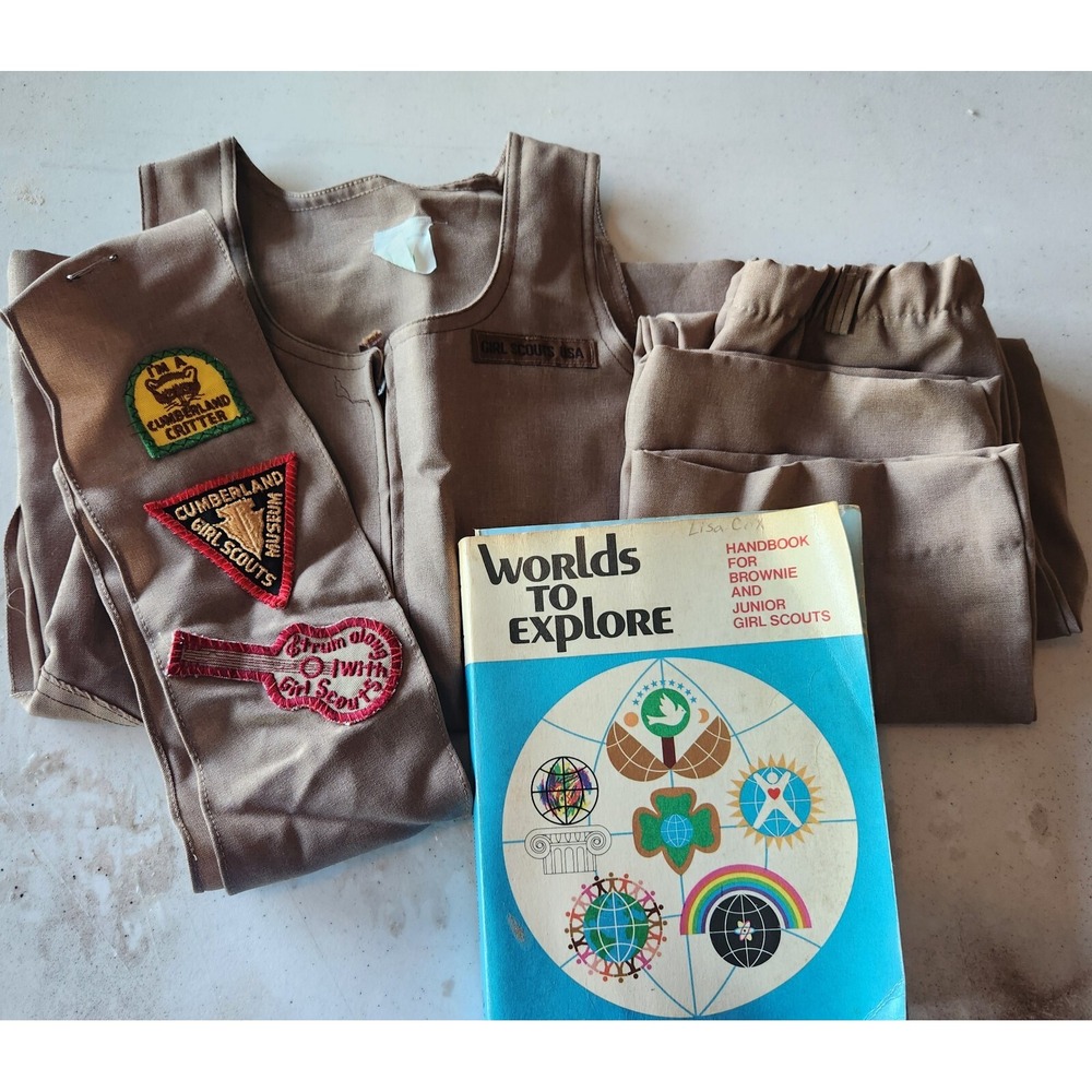 Vintage Girl Scout Brownie Uniform Dress‎ Pants Size 6 And Book